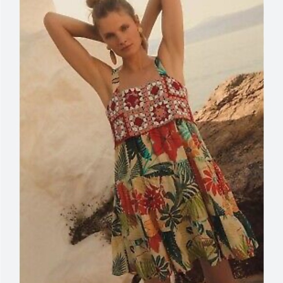 FARM Rio Dresses & Skirts - Farm Rio Anthropologie Crochet Mini Dress Blogger Fav